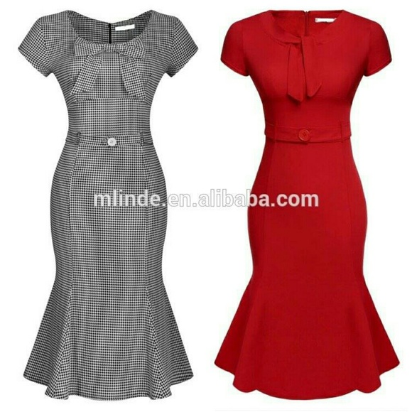 Red fishtail skintight vintage style sexy dress - Picture 5 of 6